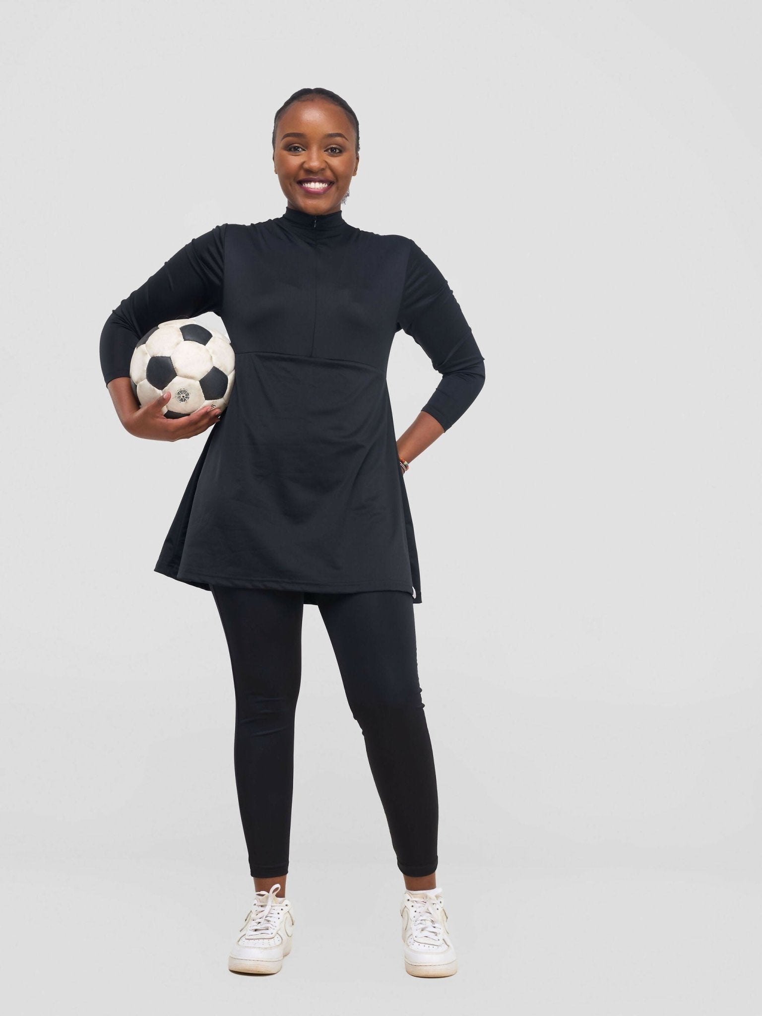 Modest Workout Skirt Jumpsuit - Black